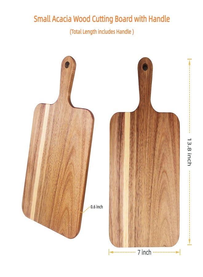 ZeQi Acacia Wood Cutting Board with Handle 13.7''X7'' /Serving Tray Wooden/Cheese, Bread, Vegetables & Fruits-Rec13.18 - Image 2