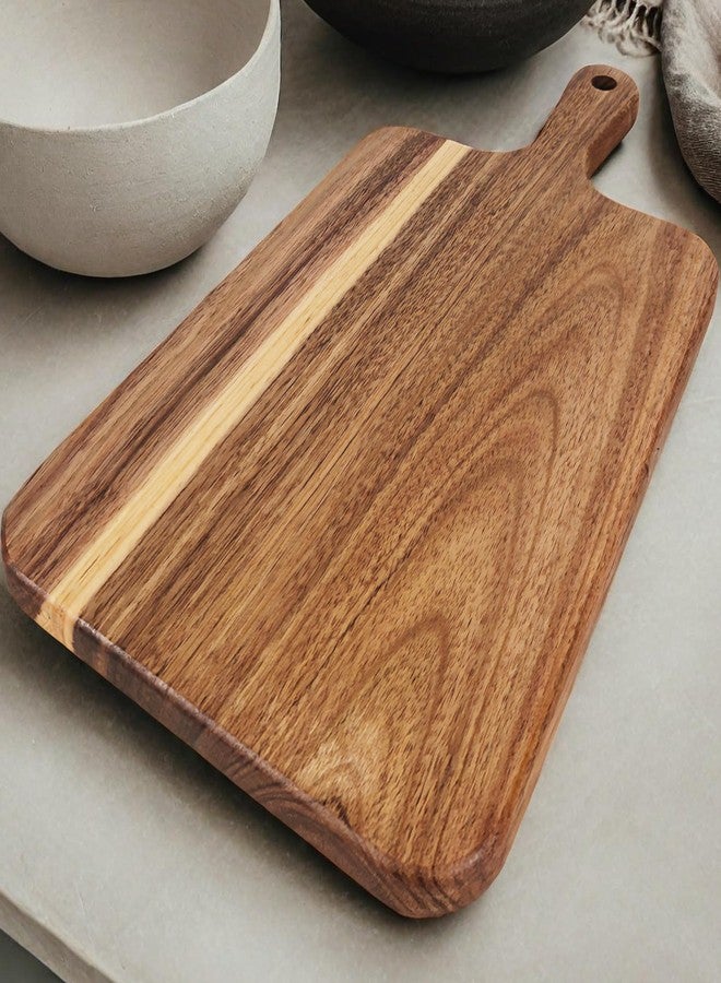 ZeQi Acacia Wood Cutting Board with Handle 13.7''X7'' /Serving Tray Wooden/Cheese, Bread, Vegetables & Fruits-Rec13.18 - Image 5