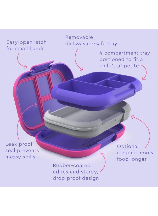 Bentgo Kids Chill Leak-Proof Lunch Box - Included Reusable Ice Pack Keeps Food Cold 4-Compartment Bento Lunch Container Microwave Dishwasher Safe 2-Year Warranty Electric Violet  - Image 5