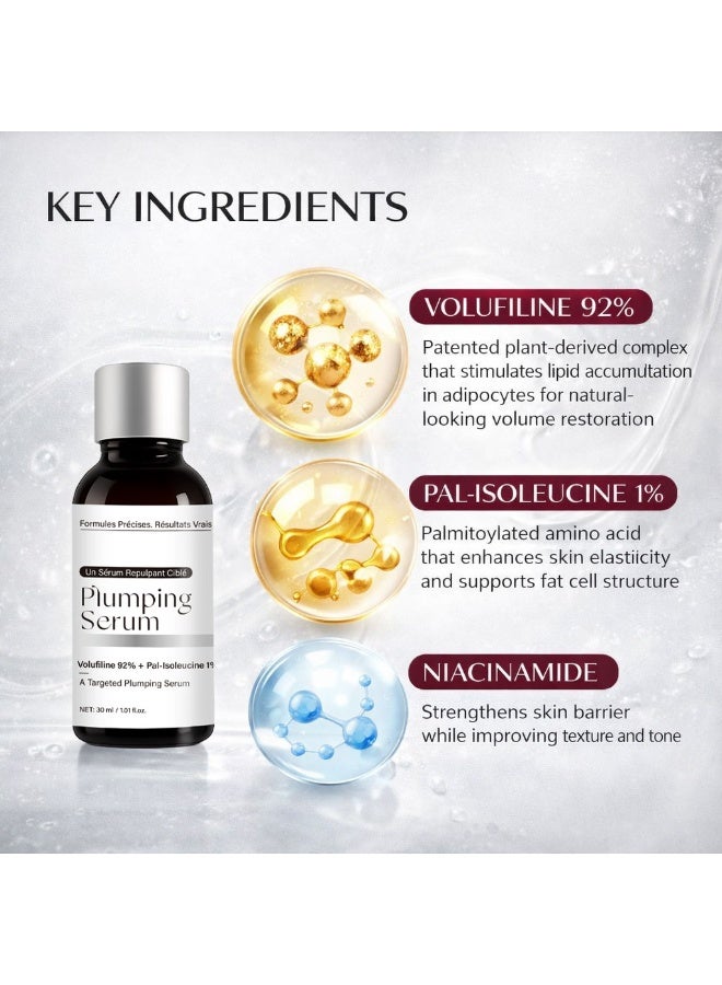 BARUBT 92% Volufiline 1% Pal-Isoleucine Plumping Facial Serum, Anti Aging Fine Line Smoothing Hydrating Targeted Face Essence 30ml - Image 3