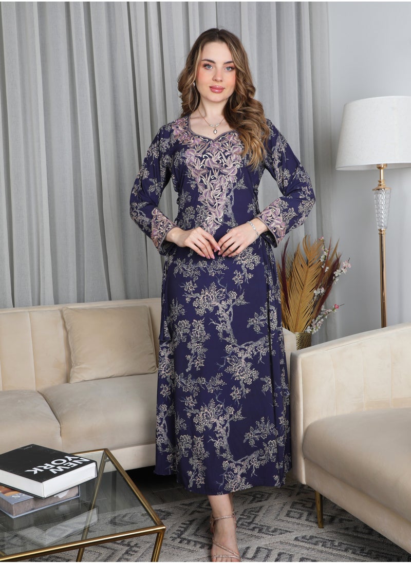Bint Al Bilad Bint Al Bilad Women's Summer Long Luxury Jalabiya | Full-Length Kaftan Dress for Ramadan, Eid Ul Fitr, Wedding, Special Occasions | Embroidered Saudi Abaya | Modest Islamic Clothing  - Image 1