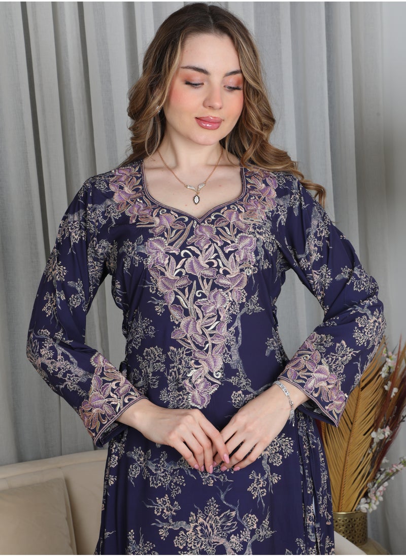 Bint Al Bilad Bint Al Bilad Women's Summer Long Luxury Jalabiya | Full-Length Kaftan Dress for Ramadan, Eid Ul Fitr, Wedding, Special Occasions | Embroidered Saudi Abaya | Modest Islamic Clothing  - Image 2