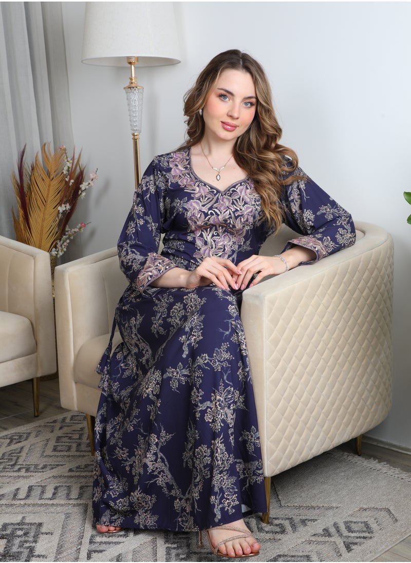 Bint Al Bilad Bint Al Bilad Women's Summer Long Luxury Jalabiya | Full-Length Kaftan Dress for Ramadan, Eid Ul Fitr, Wedding, Special Occasions | Embroidered Saudi Abaya | Modest Islamic Clothing  - Image 4