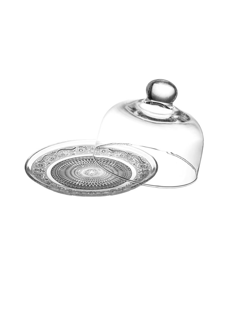 Konya Luxury Glass Cake Plate Set with Mini Movable Lid, 15 cm, 4 Pieces - Image 4