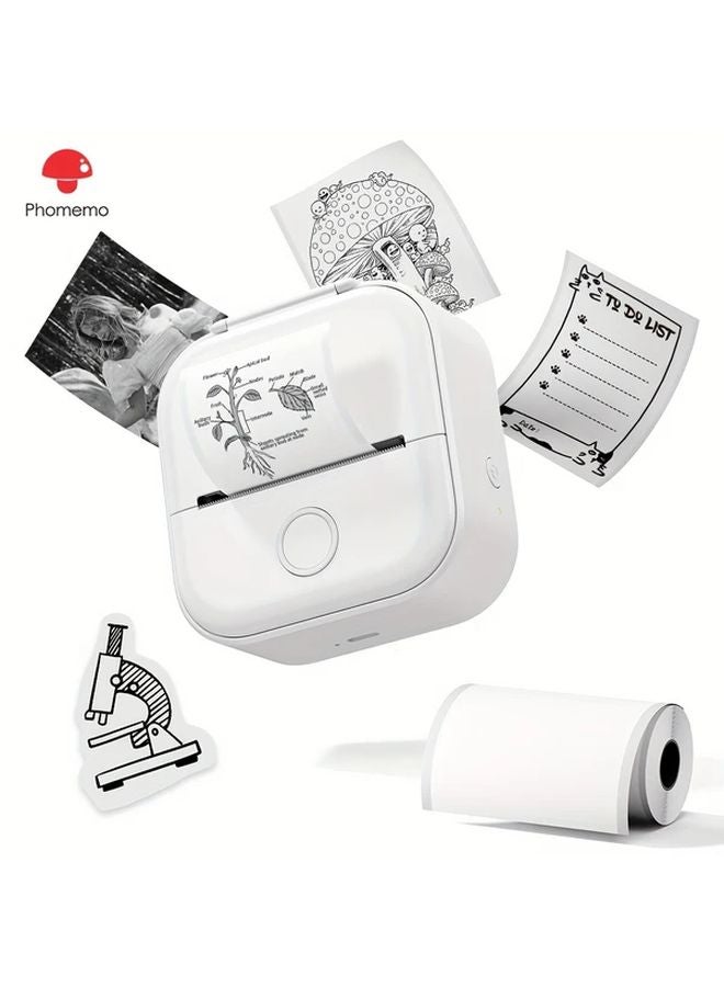 Phomemo T02 White Portable Thermal Printer Wireless 1000mAh Battery 2 Inch Label Paper - Image 1