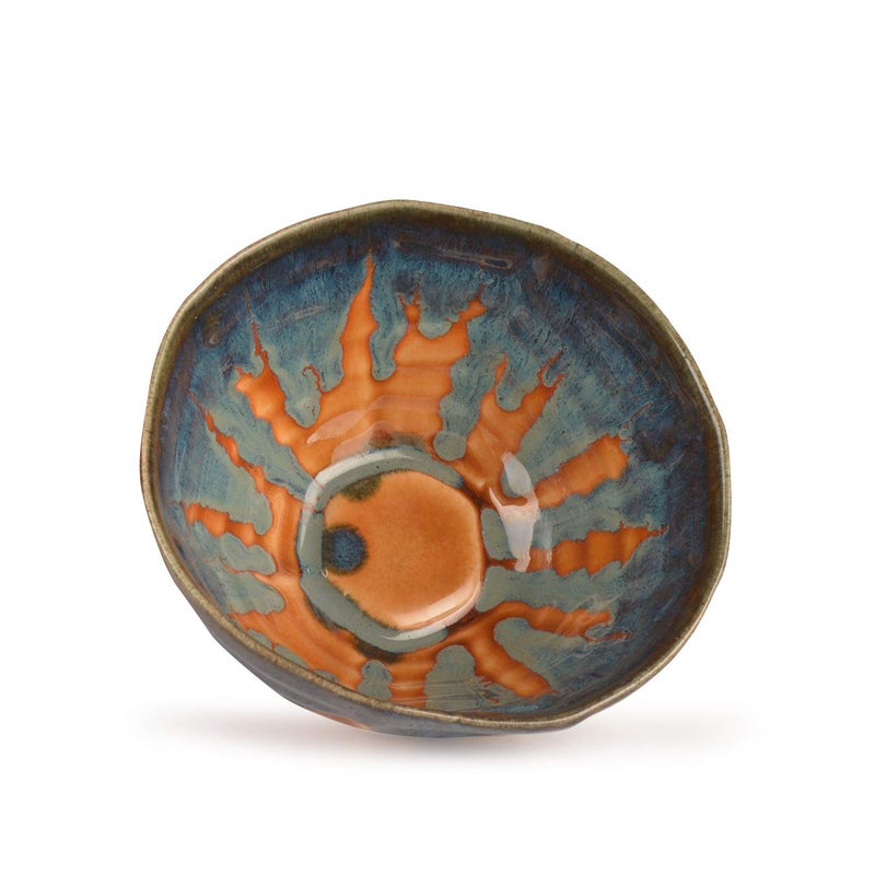 StyleMyWay Handmoulded Studio Pottery Blue Brown Snack Bowl ? Decorative Bowls for Kitchen - Image 4