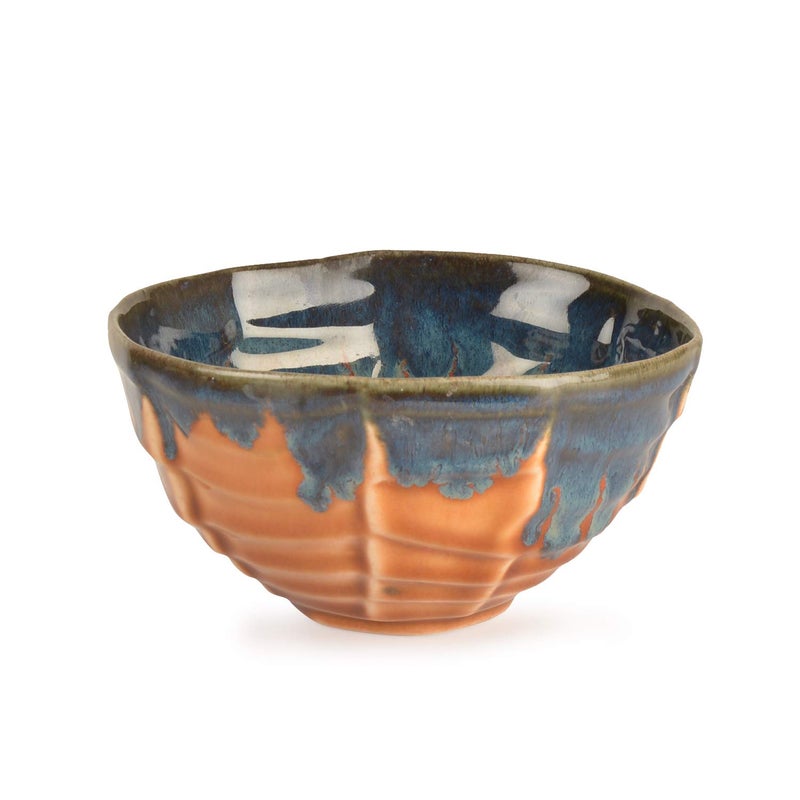 StyleMyWay Handmoulded Studio Pottery Blue Brown Snack Bowl ? Decorative Bowls for Kitchen - Image 3