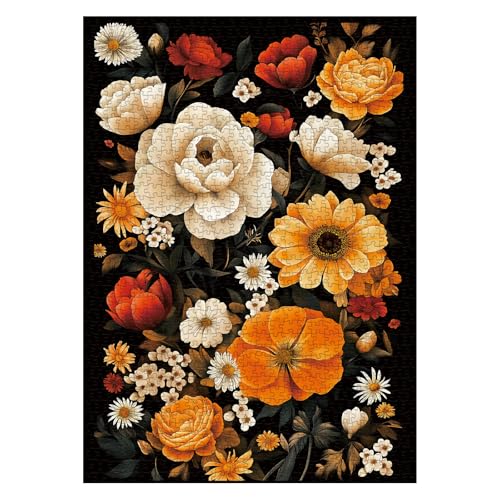 Larkipuzz Vintage Flower Puzzles for Adults 1000 Pieces Art Nature Plant Wildflower Pages Jigsaw Puzzles Beautiful Garden Rose Peony Daisy Floral Puzzle - Image 5