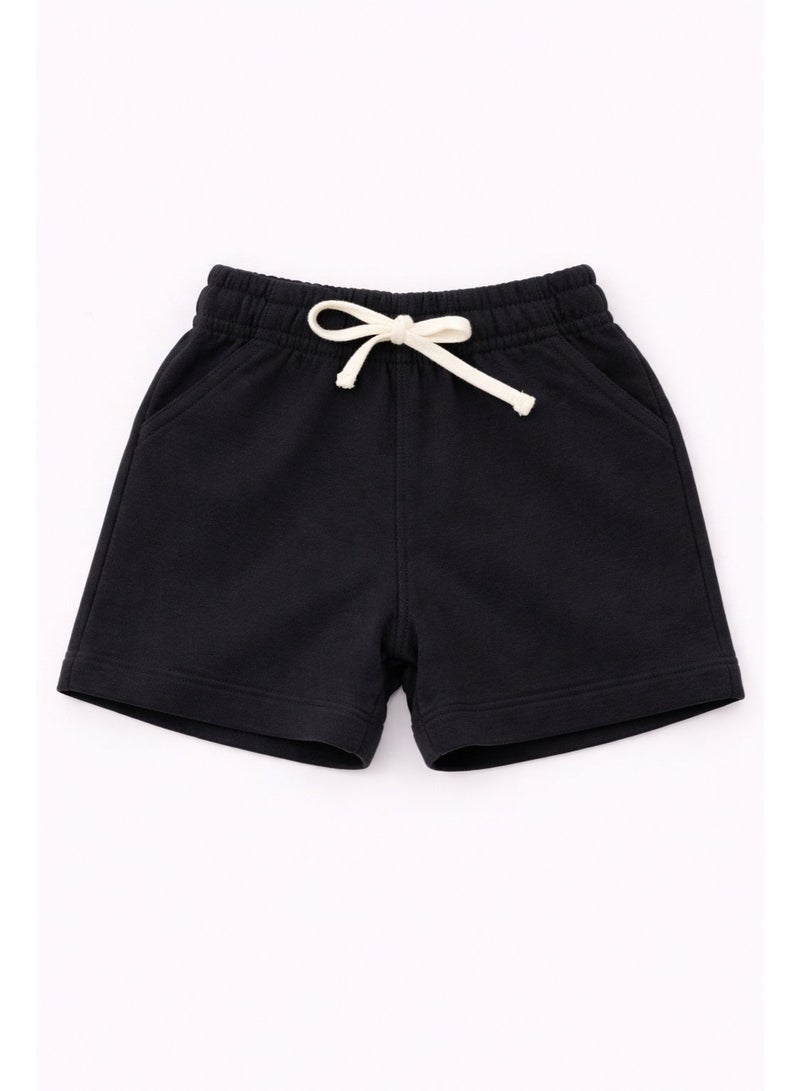 Tippytoes Boys Cotton French Terry Shorts Black Toddler Kids Casual Drawstring Pockets Everyday Wear (12M 18M 2Y 3Y 4Y 5Y 6Y 7Y) - Image 1