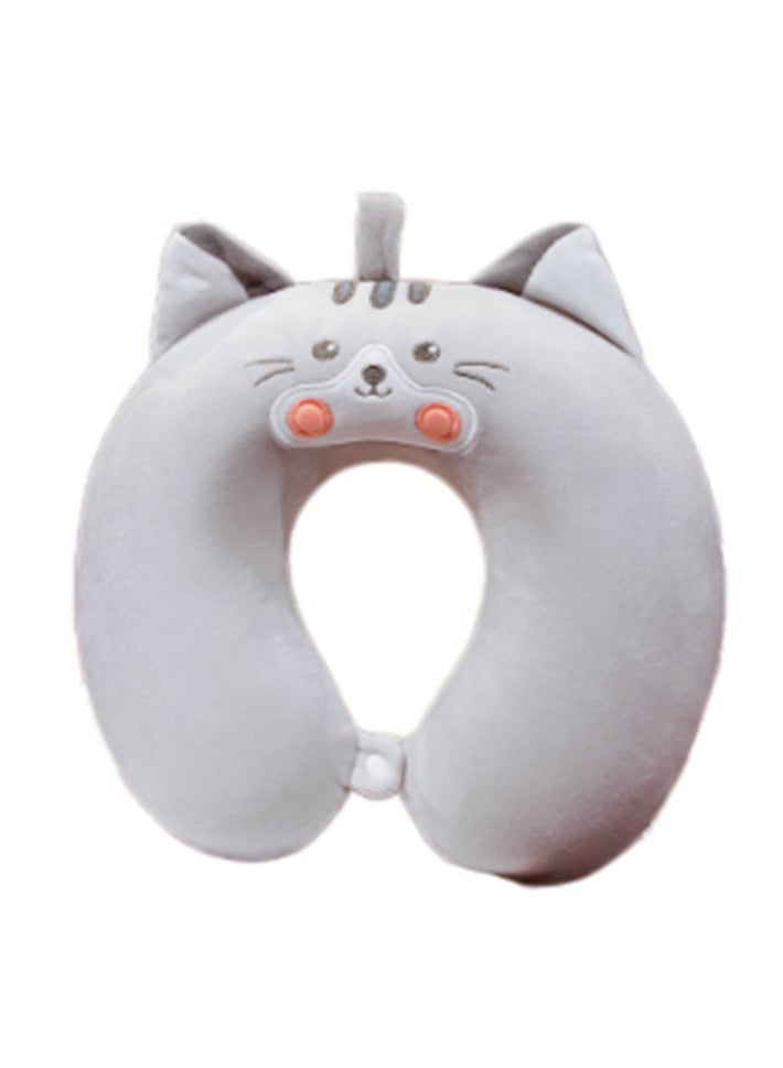 Travel Neck Pillow, 2Pcs Breathable U-Shaped Pillow Ergonomic Travel Head Pillow with Removable Cotton Cover, Cartoon Cervical Neck Cooling Pillows for Sleeping Buckwheat Hulls Filling Double Fabric, 30*30cm, (2Pcs Grey) - Image 3