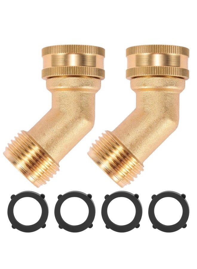 Sanpaint 45 Degree Garden Hose Elbow, Eliminates Stress and Strain On RV Water Intake Hose Fittings, 3/4" GHT and Solid Brass, 2 Pack - Image 1