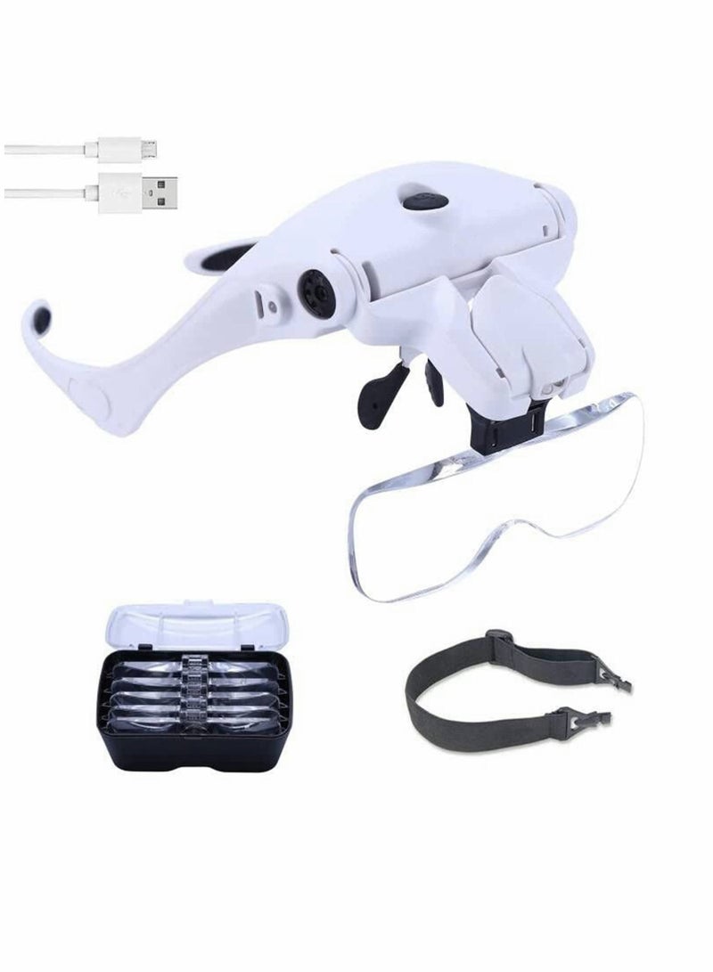 Loquat Head‑Mounted Magnifier, Rechargeable Headband Magnifying Glass - Image 1