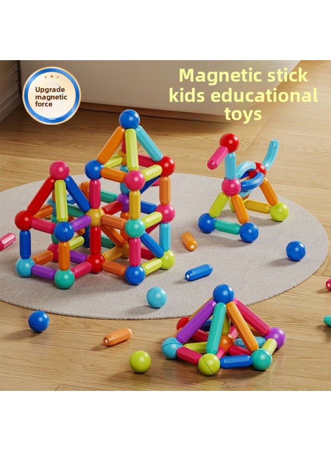 Children's Educational Early Education Magnetic Absorbing Toys Baby Intelligence Magnet Assembled Magnetic Building Blocks-Color:Upgraded Strong Magnetic 128-piece Set [storage Bucket]  - Image 2