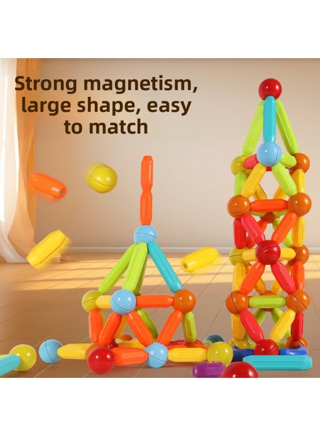 Children's Educational Early Education Magnetic Absorbing Toys Baby Intelligence Magnet Assembled Magnetic Building Blocks-Color:Upgraded Strong Magnetic 128-piece Set [storage Bucket]  - Image 4