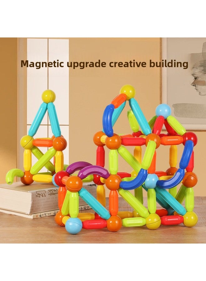 Children's Educational Early Education Magnetic Absorbing Toys Baby Intelligence Magnet Assembled Magnetic Building Blocks-Color:Upgraded Strong Magnetic 128-piece Set [storage Bucket]  - Image 3