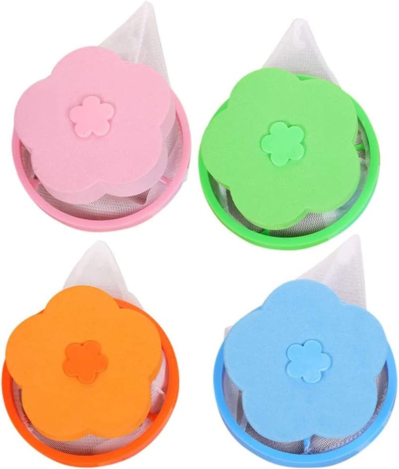 Zikra Washing Machine Filter Bags Plum Blossom Shaped Washer Lint Hair Mesh Net Pouches Clothes Reusable Washing Laundry Filter Catcher for Home Household Tool(4Pcs) - Image 1