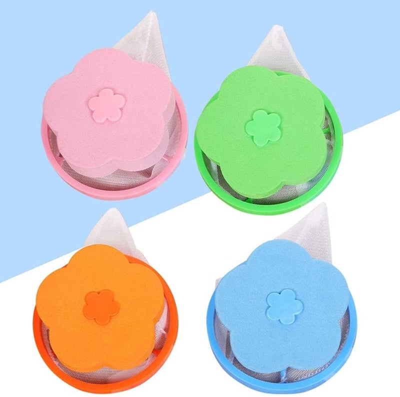 Zikra Washing Machine Filter Bags Plum Blossom Shaped Washer Lint Hair Mesh Net Pouches Clothes Reusable Washing Laundry Filter Catcher for Home Household Tool(4Pcs) - Image 3