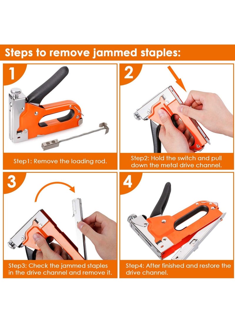 Excefore - Heavy Duty Staple Gun 3 in 1 Upholstery Staple Nail Steel Gun with 600 Staples, Manual Brad Nailer Power Adjustment Stapler Gun for Wood, Crafts, Carpentry, Decoration DIY - Image 1
