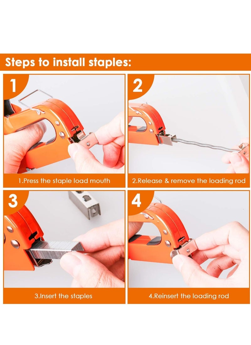 Excefore - Heavy Duty Staple Gun 3 in 1 Upholstery Staple Nail Steel Gun with 600 Staples, Manual Brad Nailer Power Adjustment Stapler Gun for Wood, Crafts, Carpentry, Decoration DIY - Image 1