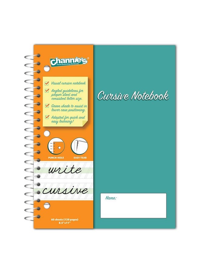 Channie's - Visual Cursive Notebook 120Pages Easy To Learn Practice Cursive Size 8.5” X 11” - Image 1