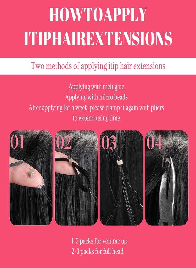 Smartinnov I Tips Hair Extensions Kinky Curly Human Hair Easy to Maintain Invisible Keratin Stick Tipped Remy Hairs 16 Inch 100Gram Cold Fusion Salon Microlinks 3C Human Hair Extension Black Bundles for Party - Image 5