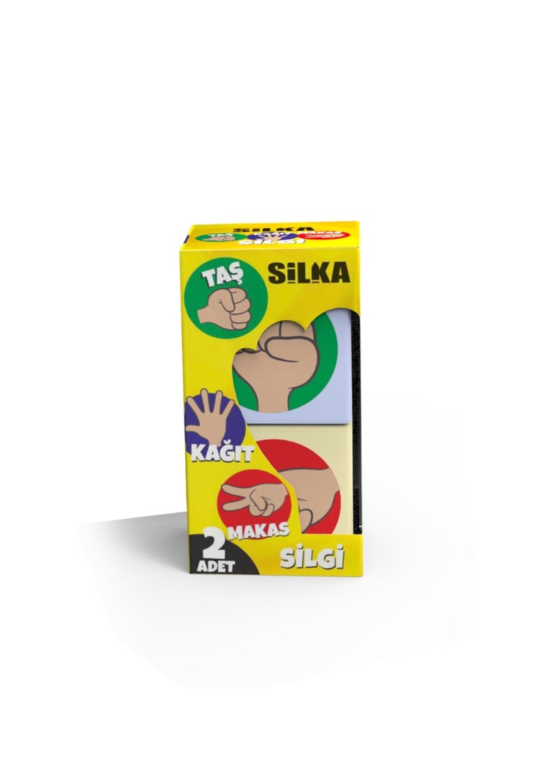 Silka Art Eraser - Rock-Paper-Scissors Cube Eraser Set - 2 Pieces - Colorful and Fun for School. School supplies, eraser, kids' eraser, pencil eraser, cute eraser, children's school supplies - Image 2