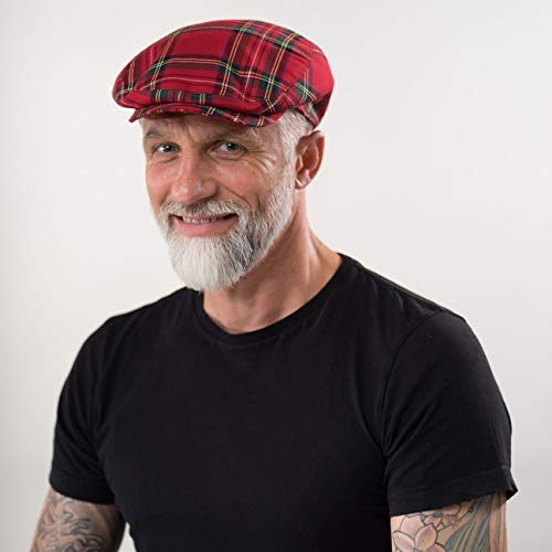 Lipodo Tartan Check Flat Cap Women/Men red 7 1/4 - Image 3