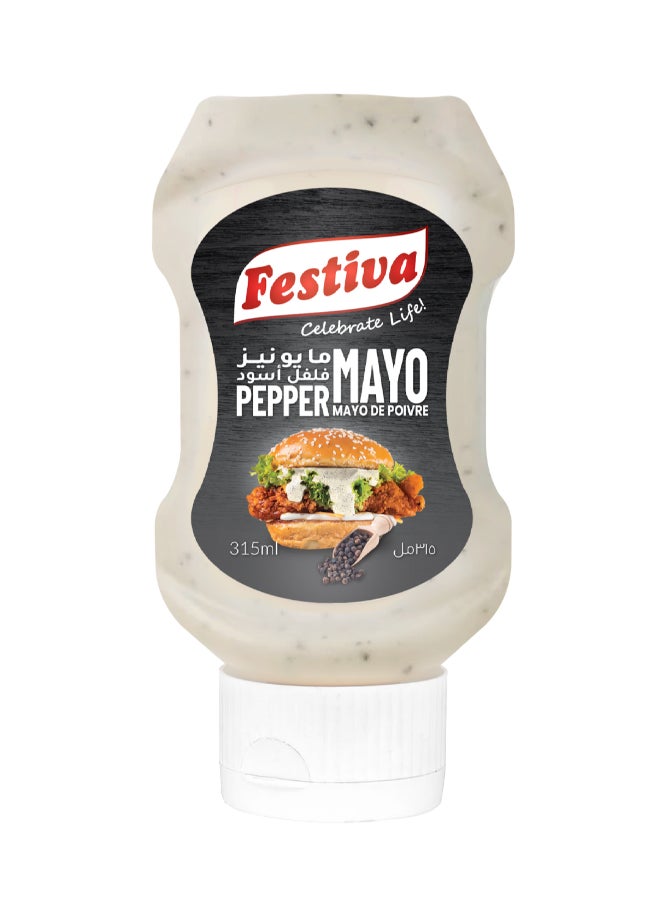 Festiva Black Pepper Mayonnaise 315ml Squeezy Bottle - Creamy Mayo Sandwich Spread for Burgers, Sandwiches, Wraps and Snacks - Dip and Dressing - Image 1
