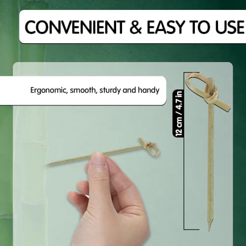 Mobi Lock 200 Pcs Fancy Bamboo Knot Cocktail Picks - 4.7 Inches Decorative Wooden Knotted Skewers - For Parties, Appetizers, Cocktails, Fruits, Kebabs, Barbecue (BBQ) - by Mobi Lock - Image 3