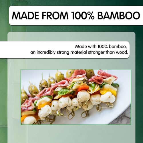 Mobi Lock 200 Pcs Fancy Bamboo Knot Cocktail Picks - 4.7 Inches Decorative Wooden Knotted Skewers - For Parties, Appetizers, Cocktails, Fruits, Kebabs, Barbecue (BBQ) - by Mobi Lock - Image 2