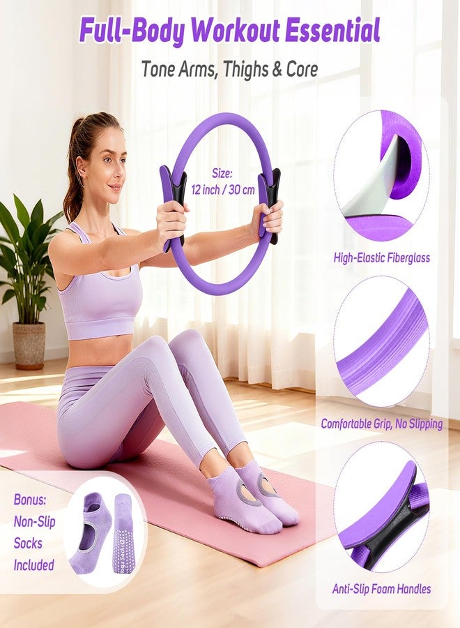 ASTEN Home Pilates Kit for Women: Pilates Equipment Pilates Ring and Ball Set with Resistance Bands, Sliders, Foam Roller, Pilates Essentials Kit for Beginners Home Workout, Compact Toning Fitness, Purple - Image 2