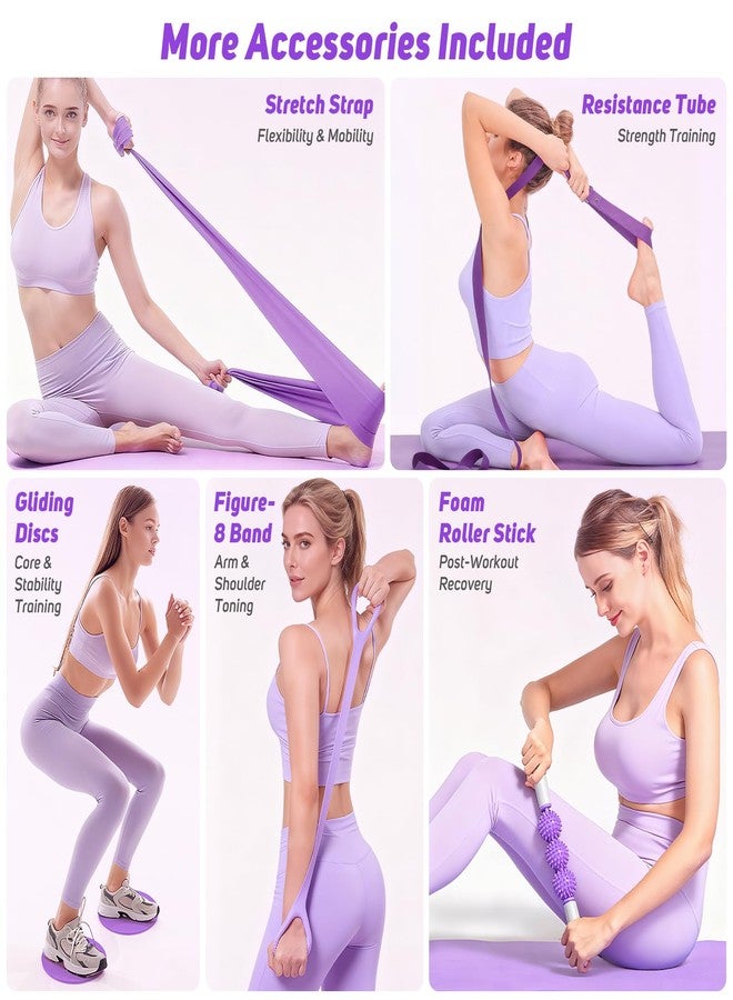 ASTEN Home Pilates Kit for Women: Pilates Equipment Pilates Ring and Ball Set with Resistance Bands, Sliders, Foam Roller, Pilates Essentials Kit for Beginners Home Workout, Compact Toning Fitness, Purple - Image 5