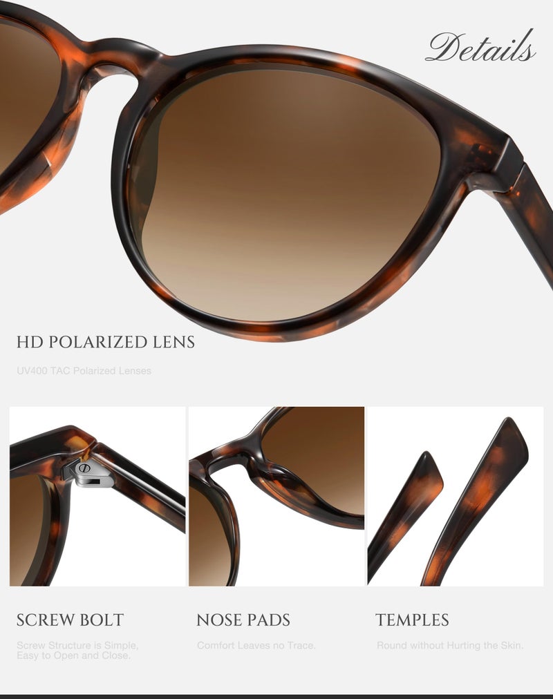 Fozono Classic Round Polarized Sunglasses for Women Retro Shades Trendy Vintage Sun Glasses - Image 4