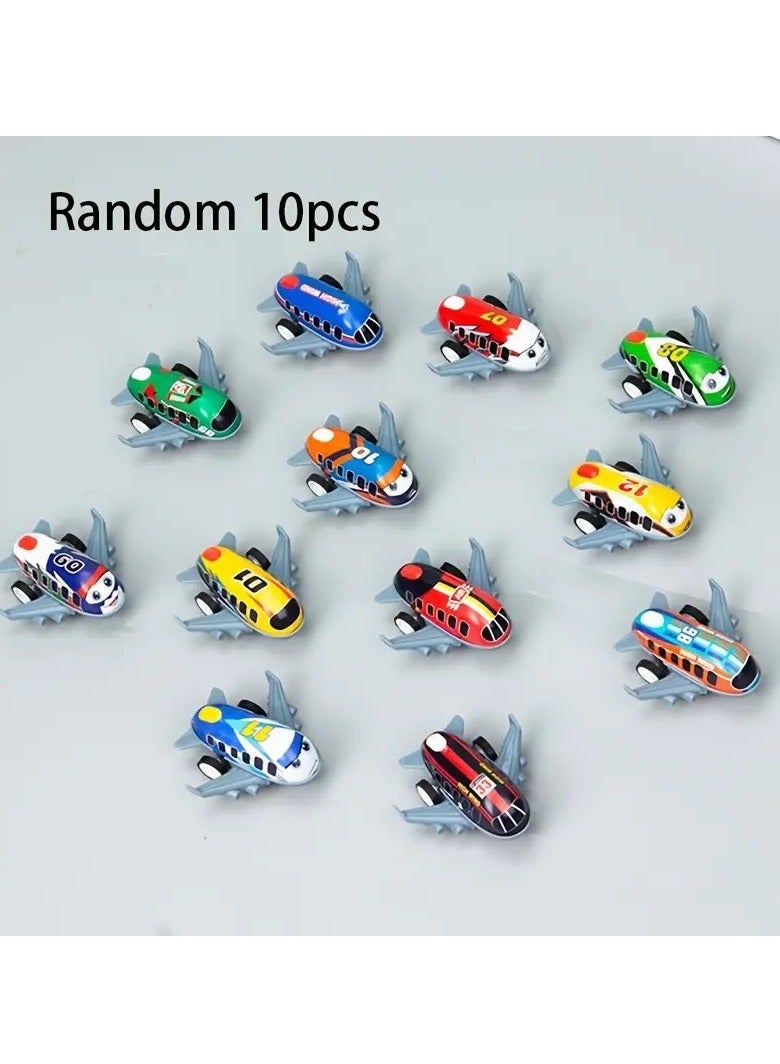 10pcs Mini Metal Airplane Set, Airplanes Toys, Inertia-Powered, Battery-Free Ideal Gifts (Random Color)  - Image 1