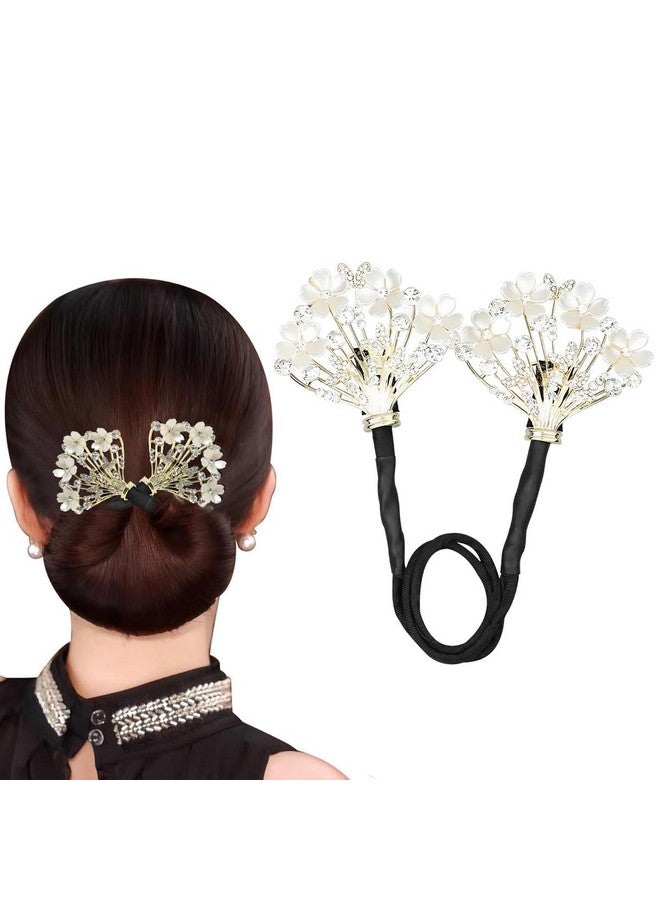 REDITEX Hair Bun Shaper for Women Red Pearl Easy Hair Bun Maker for Hair Metal Bun Clips for Hair Stylish Flower Twist Bun Shaper for Women Ladies Daily, Party, Wedding (White Mini Flowers) - Image 5