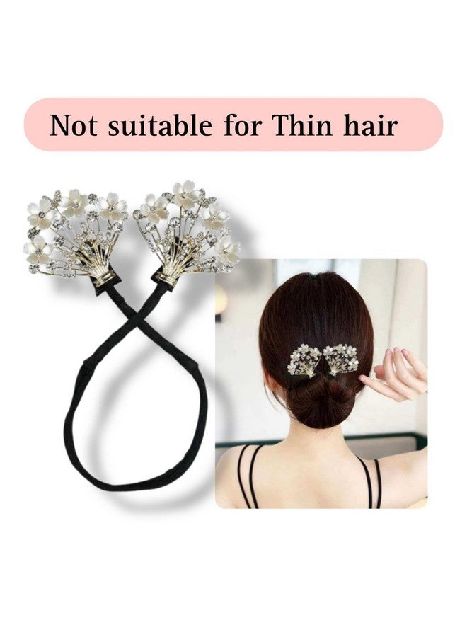 REDITEX Hair Bun Shaper for Women Red Pearl Easy Hair Bun Maker for Hair Metal Bun Clips for Hair Stylish Flower Twist Bun Shaper for Women Ladies Daily, Party, Wedding (White Mini Flowers) - Image 4