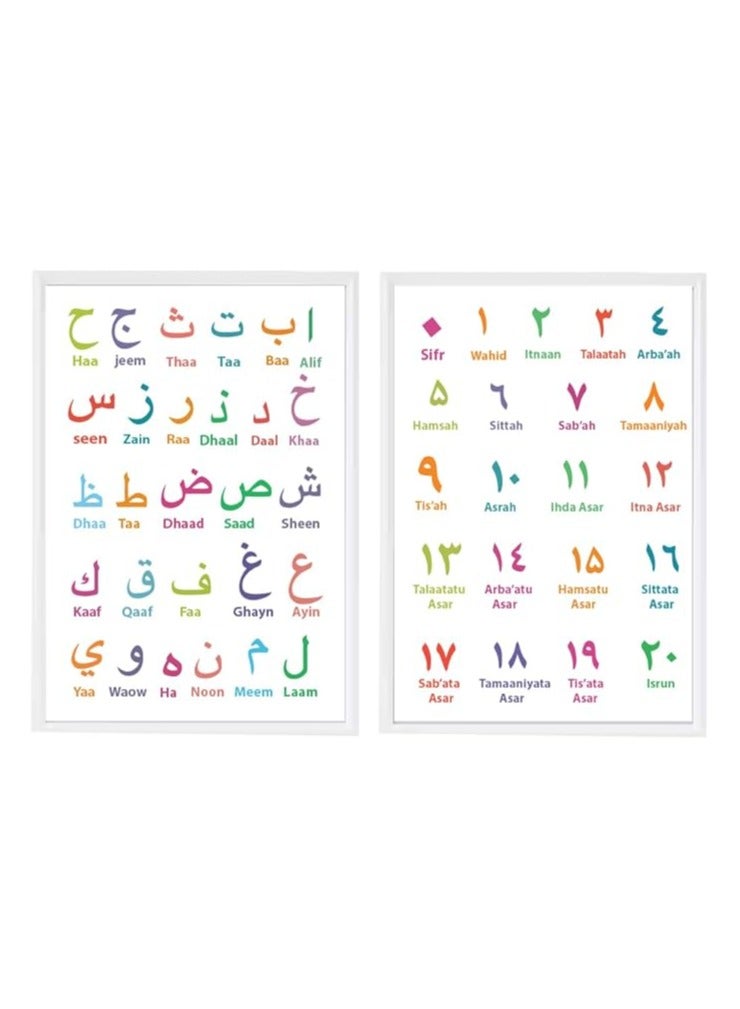 برينت شوب فور مي 28 حرفًا أبجديًا عربيًا - ملصق جداري + إطار متضمن - ديكور غرفة الأطفال لتعلم الحروف الهجائية العربية - Image 1