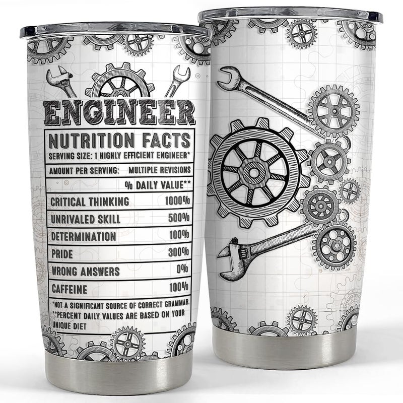 SANDJEST Engineer Tumbler 20oz Engineer Gifts for Men Engineers Stainless Steel Insulated Tumblers Coffee Travel Mug Cup Engineering Gift for Birthday Christmas