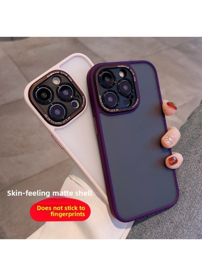 Metal Lens Ring For Iphone16Pro Phone Case Skin Feeling For Iphone 14/13 Lycra Frosted Protective Cover 2-Color:Jujube-Applicable Model:For Iphone15Promax  - Image 2