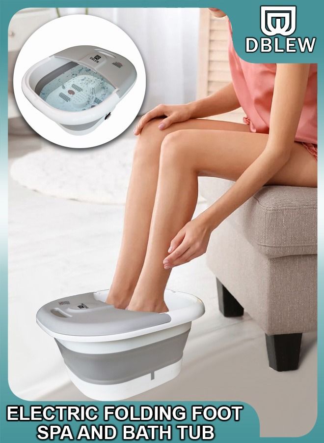 DBLEW Foldable Electric Foot Spa Machine With Heating Bubbles Shiatsu Massager Rollers Mini Feet Bath Tub Basin Pedicure Bucket For Relieving Fatigue And Body Stress - Image 1