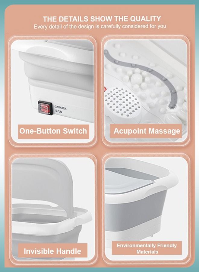 DBLEW Foldable Electric Foot Spa Machine With Heating Bubbles Shiatsu Massager Rollers Mini Feet Bath Tub Basin Pedicure Bucket For Relieving Fatigue And Body Stress - Image 4
