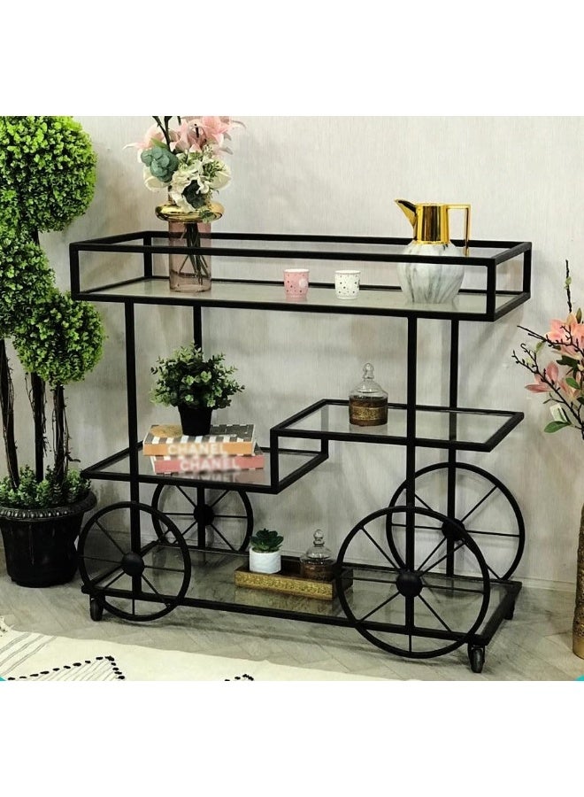 HOME TASTE عربة تقديم معدنية بعجلات أنيقة وعملية عربة متحركة متعددة الوظائف عربة بار منظم تقديم عربة خدمة وعربة تخزين