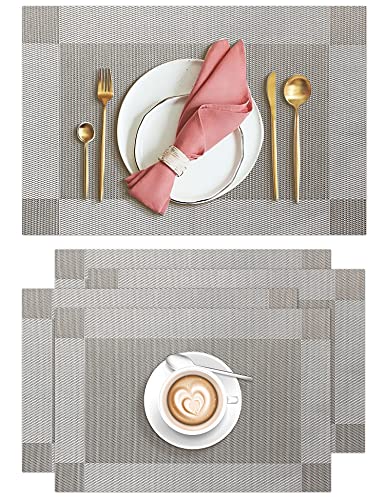 Aofmee Placemats Set of 4 Heat Resistant Place Mats Washable Durable PVC Table Mats Woven Vinyl Plastic Placemats for Dining Table NonSlip Stain Resistant Kitchen Table Placemats Easy to Clean