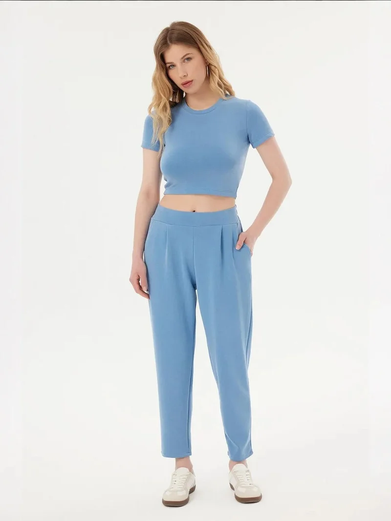 HICCUP Round Neck Basic Crop Top