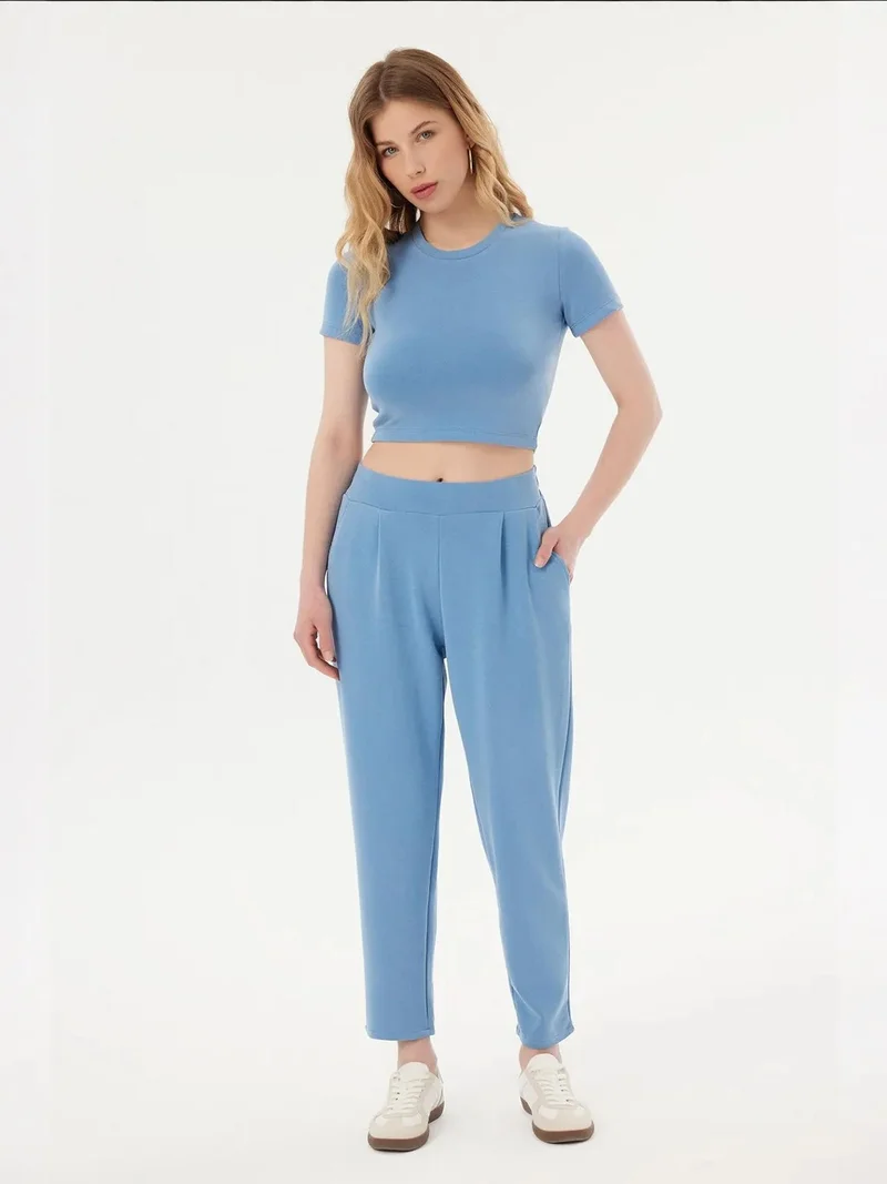 HICCUP Round Neck Basic Crop Top