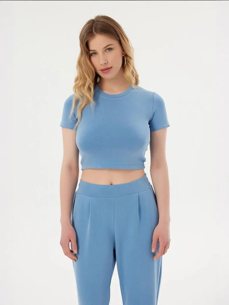 HICCUP Round Neck Basic Crop Top