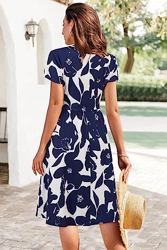OUGES Women's 2024 Summer Dress Spring Short Sleeve V-Neck with Pockets Casual Floral Dresses Sundresses for Women(FloralZ30-419,L) - Image 5