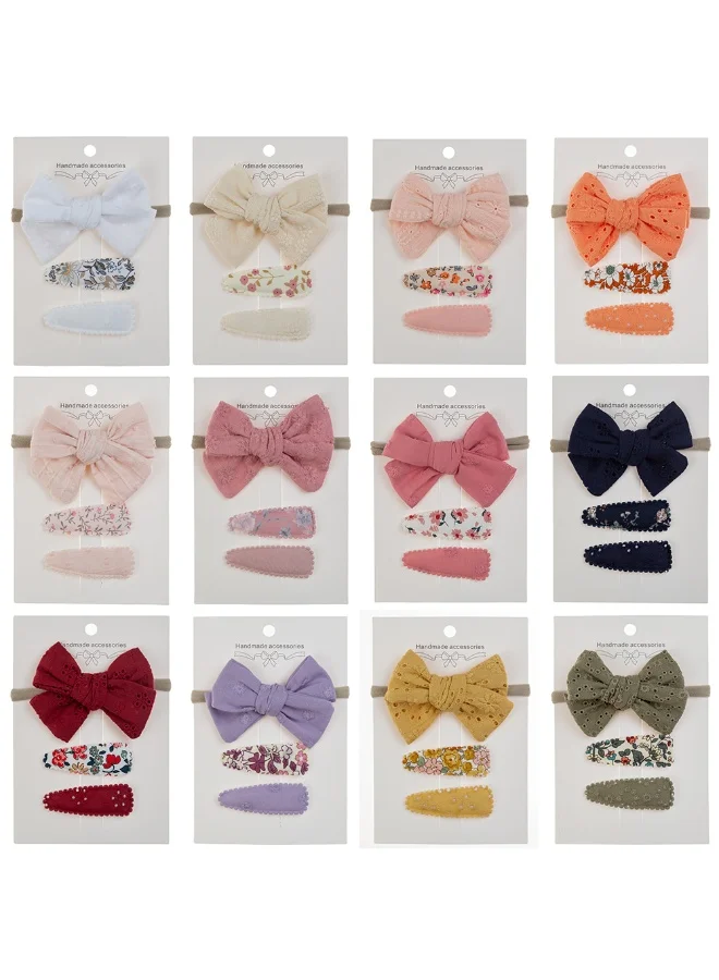D'Daniela Jana Ribbon Bow Clip Set with Ponytail For Babies and Girls - Pink