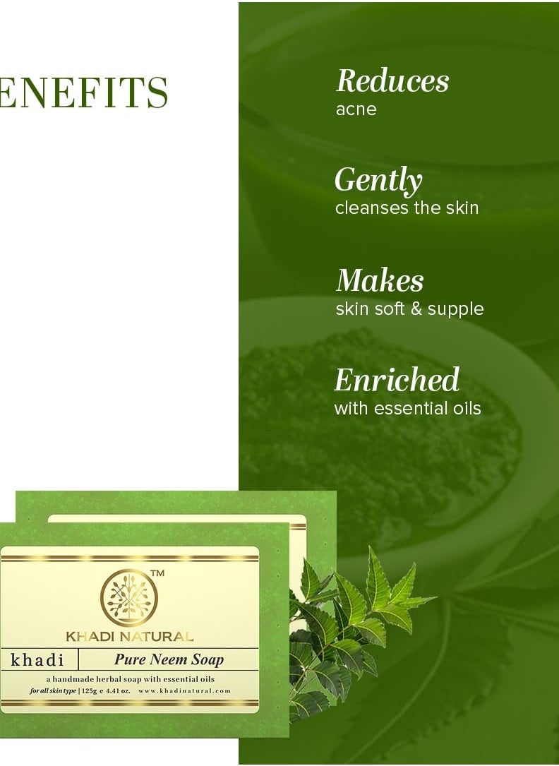 Khadi Natural Khadi Natural Pure Neem Soap, 125g|Herbal Bathing Soap for Acne | Natural Soap with Essential Oils | Anti-Bacterial Soap | Suitable for All Skin Types |...  - Image 2