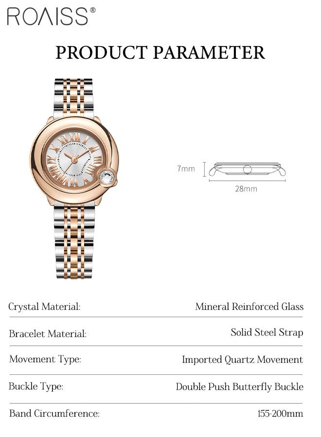 رويس ساعة كوارتز يد نسائية فاخرة مقاومة للماء بكريستال مع سوار من الفولاذ المقاوم للصدأ - Image 4